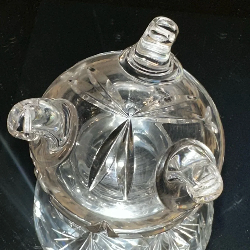 Vintage Bohemian Hand Cut Lead Crystal Pinwheel 3 Footed Vase